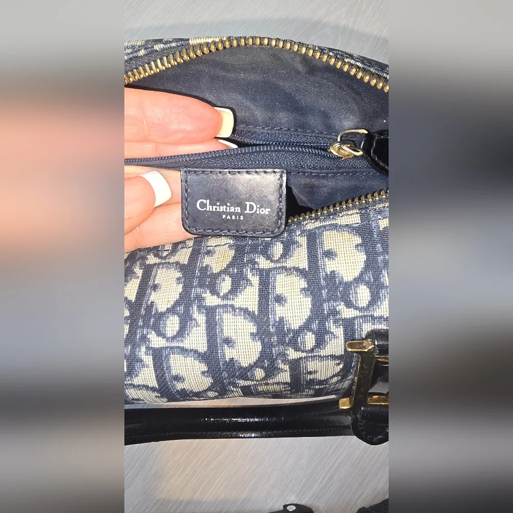 Dior Blue and White Satchel with Monogram Print - Picture 13 of 16